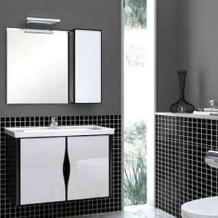 FIBA16：高光沢の強化ガラスを用いたモダンなバスルーム洗面台