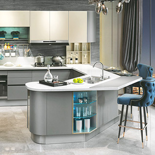 FIK4: Modern Golden and Grey Lacquer Kitchen Cabinet