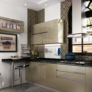 FIK7: Modern Green Golden Silver-Flashing Kitchen Cabinet