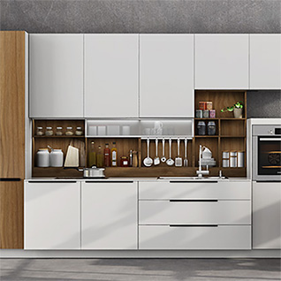 FIK15: 360cm Width Standard Kitchen Cabinet with White Lacquer Finish