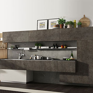 FIK12: 360cm Width Standard Kitchen Cabinet with Spain Sintered Rock Finish