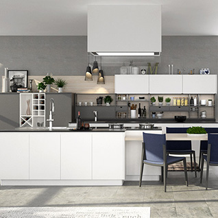 FIK25:Modern White and Gray Matte Lacquer Kitchen Cabinet