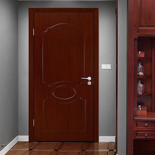 FII60 : Modern Dark Wood Grain PVC Hinged Door