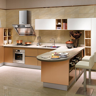 FIK57 : Modern Customized HPL and Acrylic Kitchen Cabinet