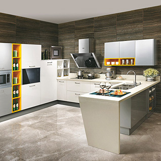 FIK56 : Modern Grey and White Acrylic Kitchen Cabinet