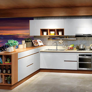 FIK36 : Modern White Flat Laminate Kitchen Cabinet