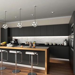 FIK66 : Modern Stylish Black Matte Lacquer Kitchen Cabinet