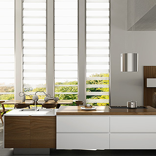 FIK43 : Modern White and Wood Grain All-Island Design Kitchen Cabinet
