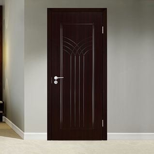FII61 : Modern Black Wood Grain PVC Hinged Door