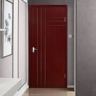 FII66 : Brown Vertical Stripes PVC Interior Hinged Door