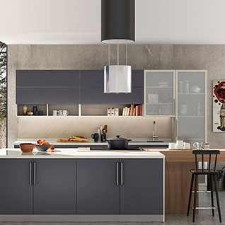 FIK23: 360cm Width Standard Kitchen Cabinet with Gray Melamine Finish