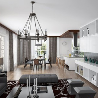 FIW8 : Modern White and Wood Grain Villa Home Furniture