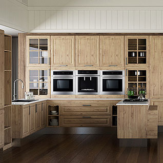 FIK91 : Thermofoil Kitchen Cabinet in Rustic Style