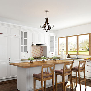 FIK118 : Transitional White L Shaped Kitchen with Island