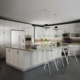 FIK124 : Transitional Matte Lacquer Kitchen Cabinet